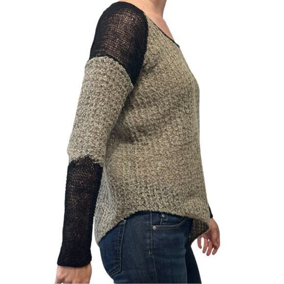 Helmut Lang Flecked Bouclé Pullover size S Black Beige Sweater Knit Asymmetrical - Picture 4 of 10